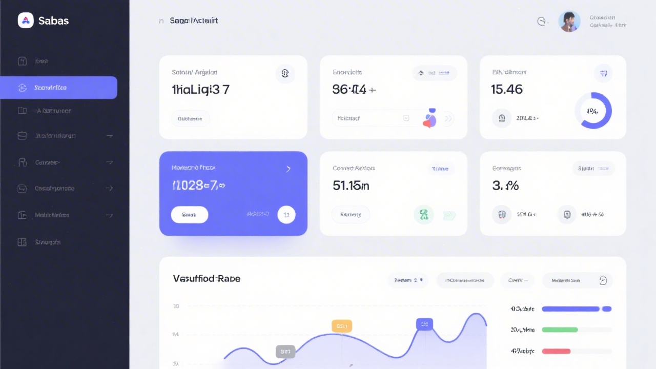 Screenshot style illustration of a SaaS analytics dashboard showing modular cards, clean typography, conversion metrics, and contextual tooltips designed for clarity and executive reporting