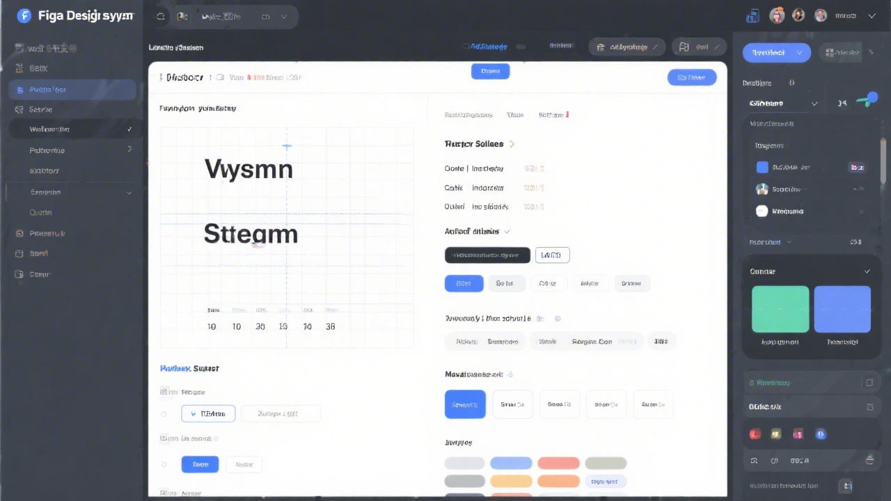 Detailed screenshot of a Figma design system documenting typography scales, grid specifications, interactive states, and component variants for cross-platform product delivery